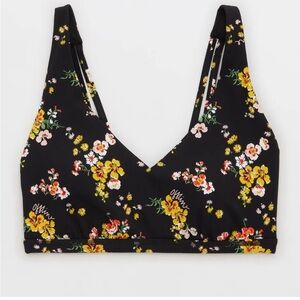 NWT Aerie Offline Floral Print Mesh Back Plunge Sports Bra